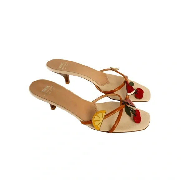 Moschino Cheap & Chic 2000s Fruit Kitten Sandal Heels